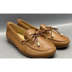 Michael Kors Sutton Moccasin Driver Flat Shoes MK Signature Luggage 7.5M‎